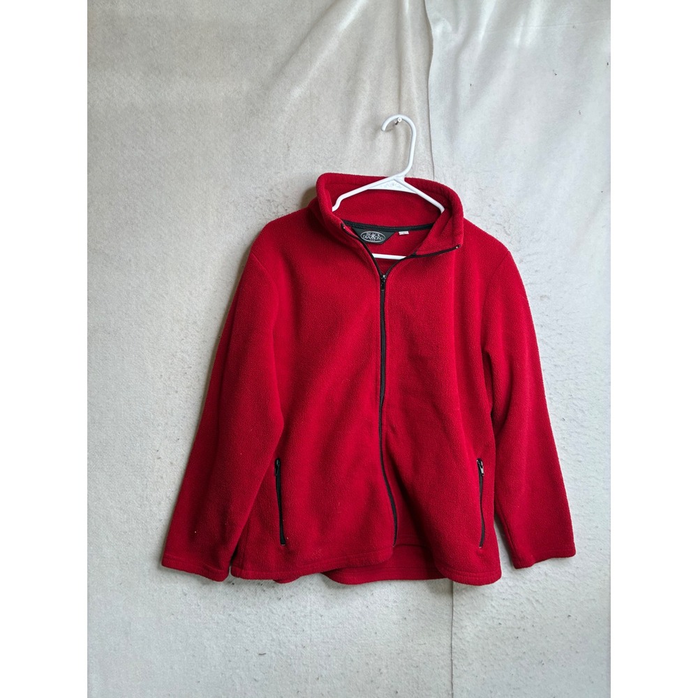 Black Diamond USA Red Fleece Full Zip Jacket Mens Large Mock Neck Outdoor Layer